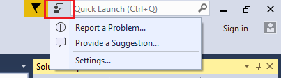 Send Feedback menu in Visual Studio