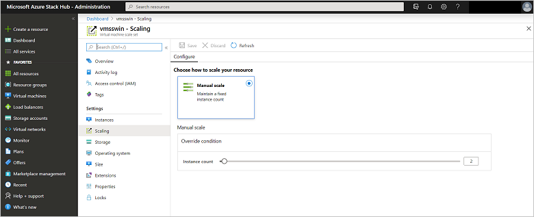 Scale the virtual machine set