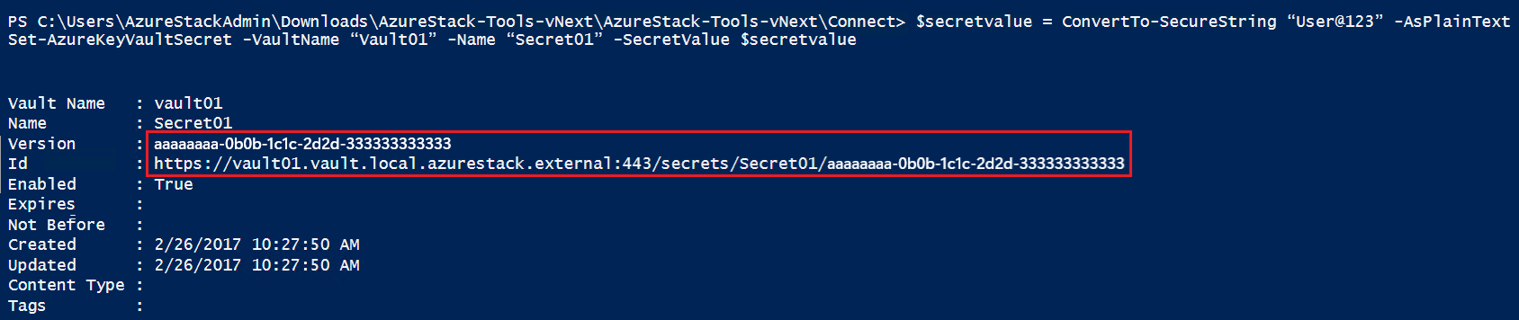 Create a secret in Powershell