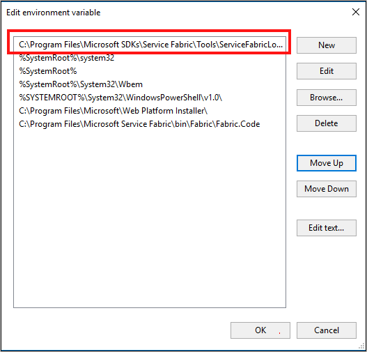 Environment variable list