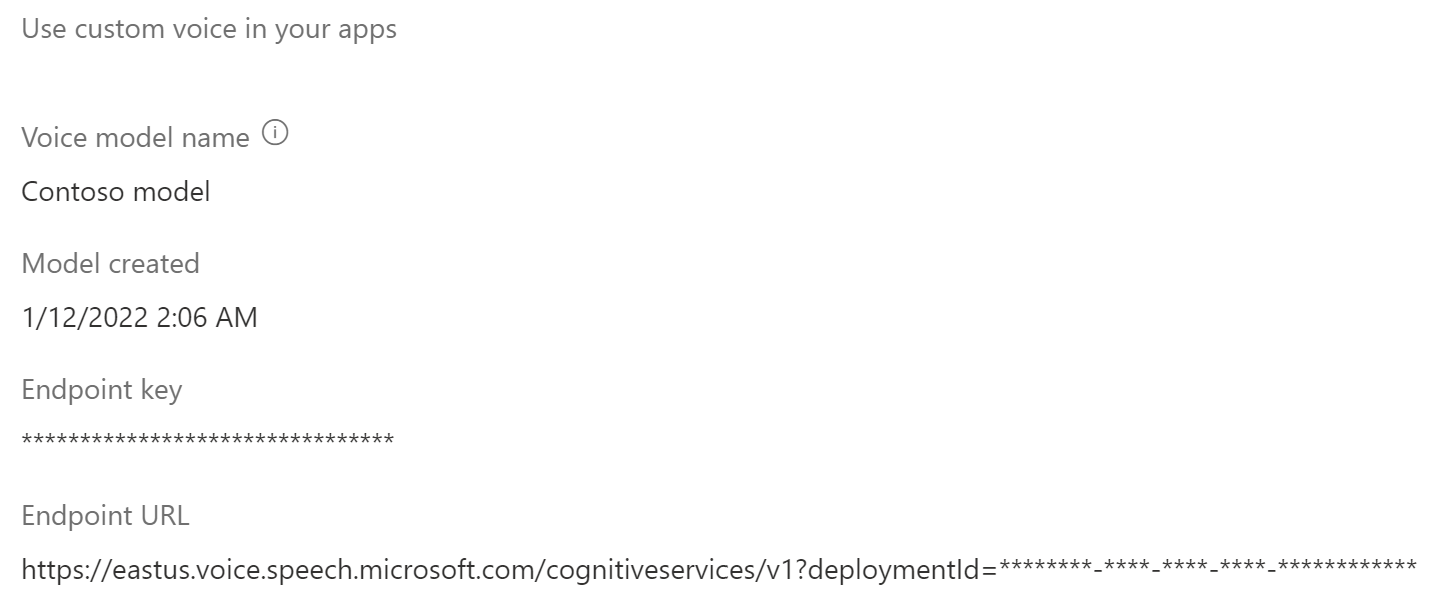 Screenshot of custom endpoint app settings in Speech Studio.