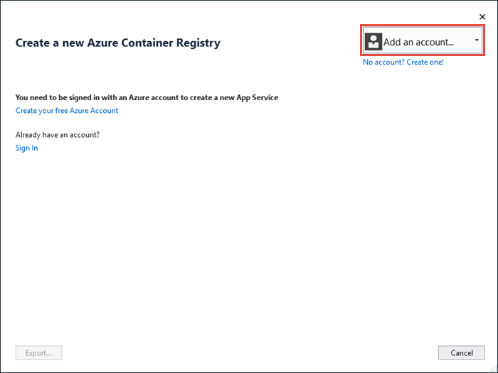 Screenshot that shows how to sign in to Azure.