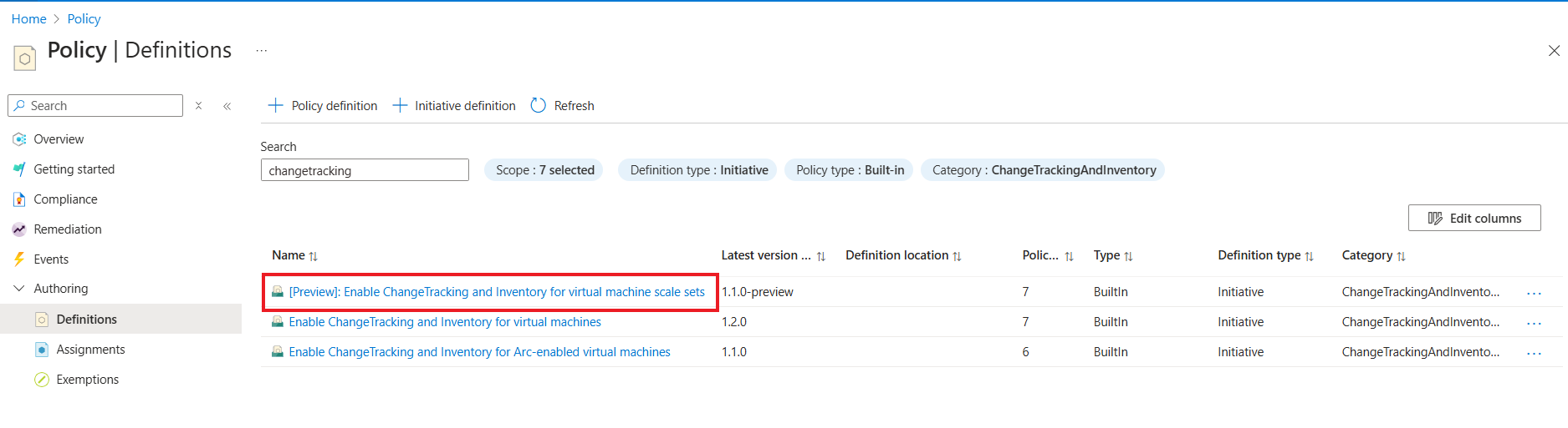 Screenshot showing the selection of virtual machines scale sets.