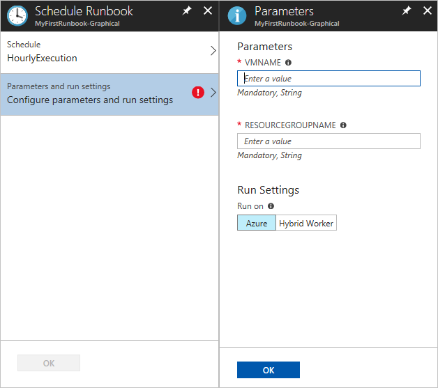 Schedule and assign parameters