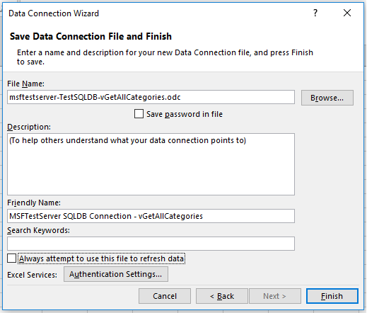 Save Data Connection