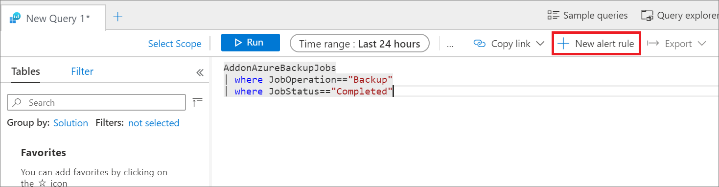 Create an alert in a Log Analytics workspace