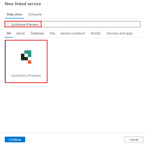 Screenshot showing selecting Quickbase connector.