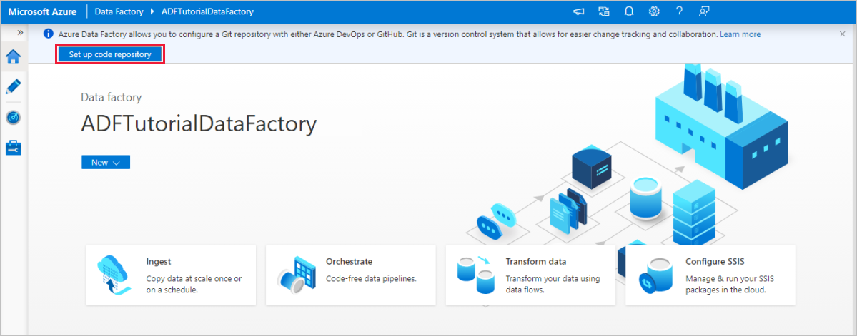 Configure a code repository from home page