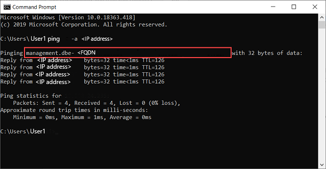 Ping in command prompt