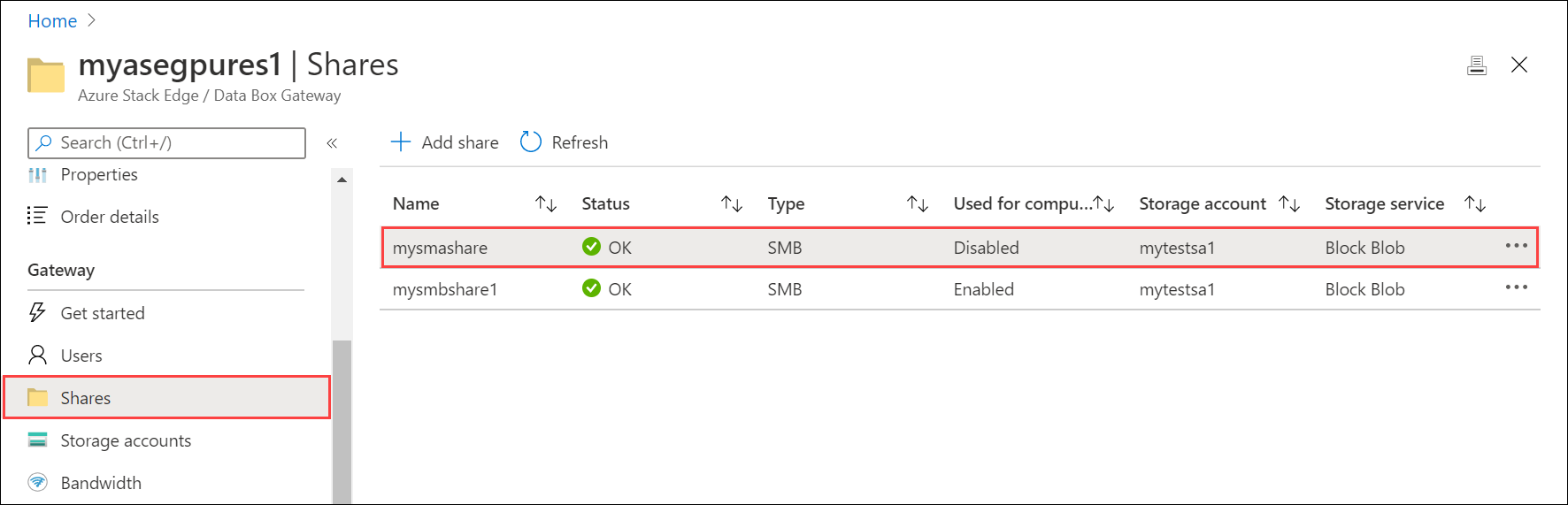 Select existing local share for PV