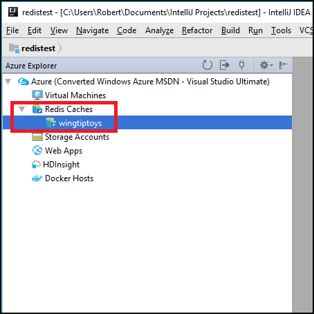 Redis Cache in Azure Explorer