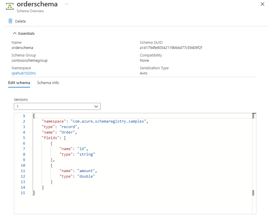 Image showing the Schema Overview page.