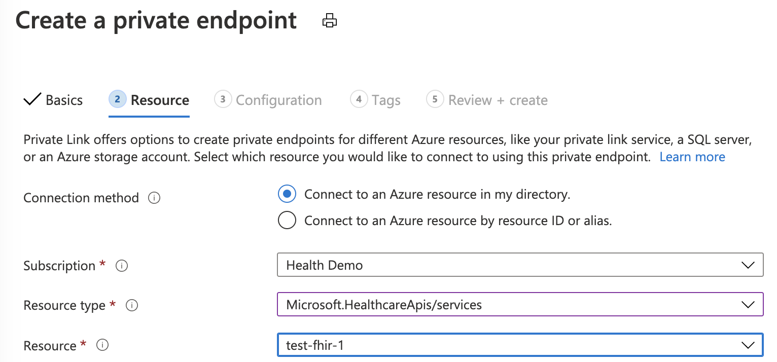 Azure portal Resource Tab