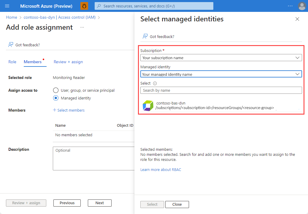 Screenshot showing the Dynatrace resource with a new contributor selected.