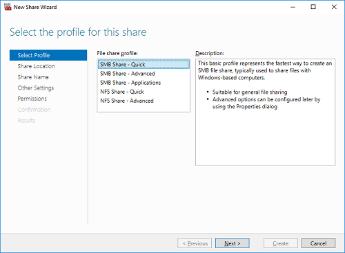 Figure 7: "Select SMB Share – Quick"