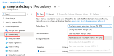 Screenshot showing how to change replication option in portal.