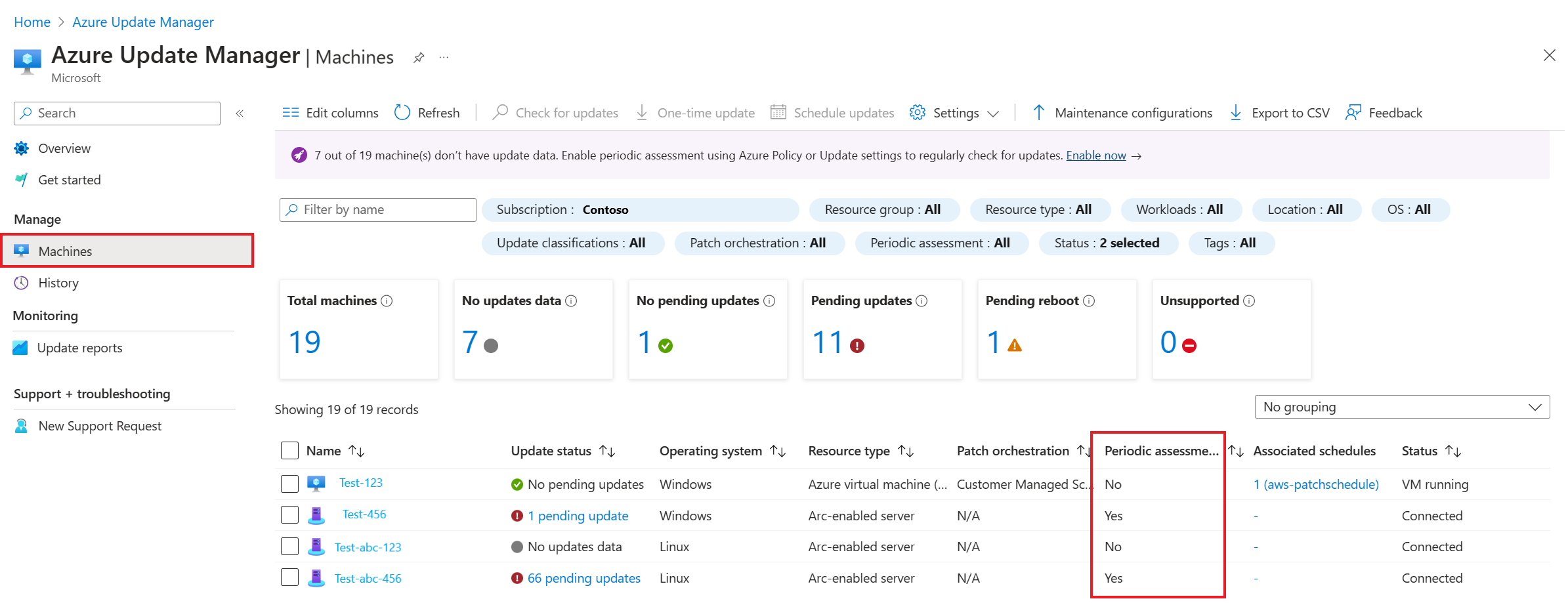 Screenshot showing periodic assessment option.