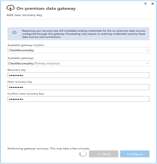 Configure new recovery key.