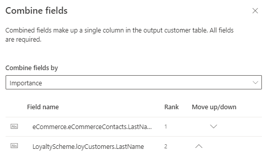 Importance option in the merge fields dialog.