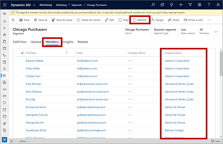 Segment members with accounts.