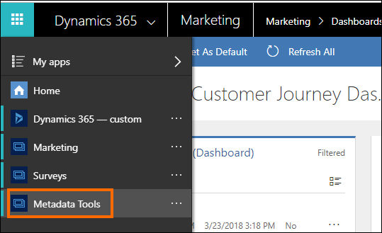 Metadata Tools menu selection.