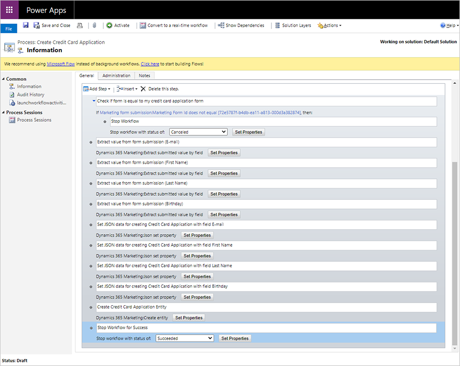 Complete Workflow steps.