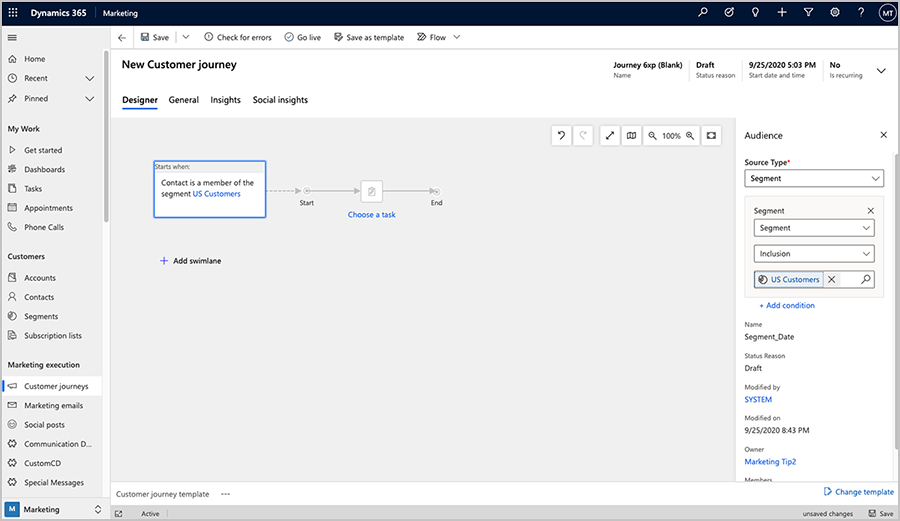 Assign a segment to the segment tile.