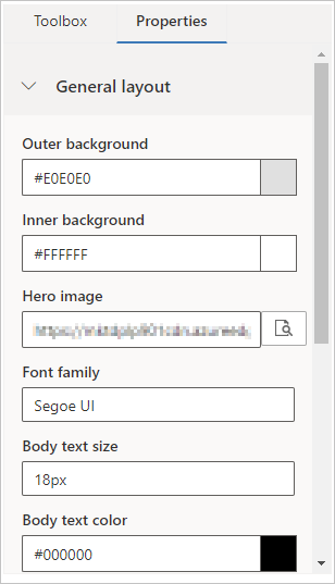 General layout options.