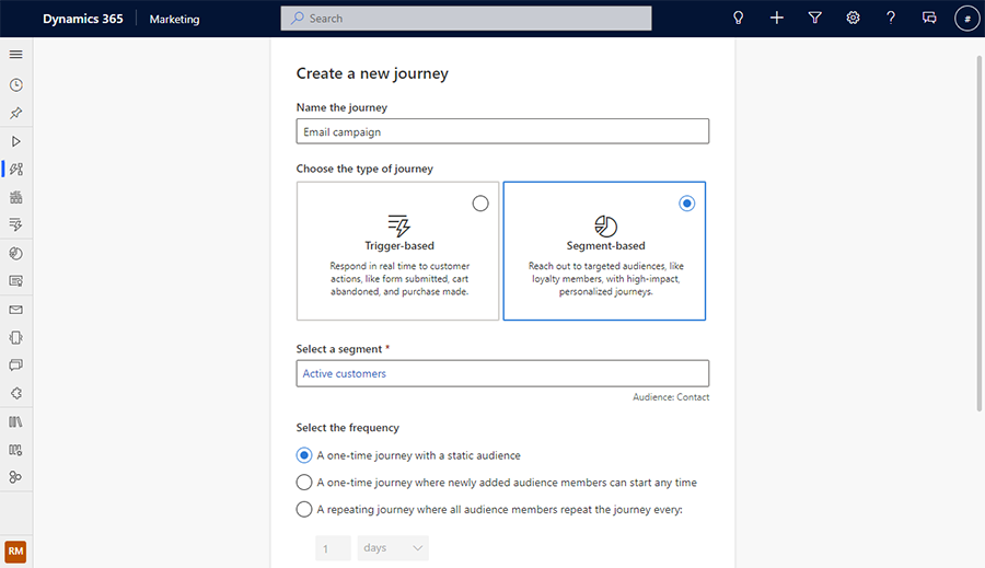 Creating a segment-based journey.