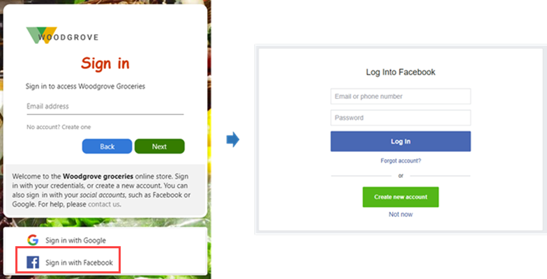 Screenshots of Facebook sign-in screens.