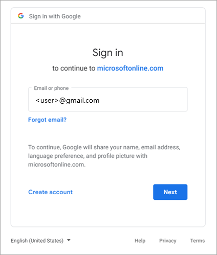 Screenshot showing the Google sign-in screen