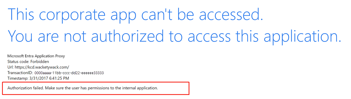 Example: Authorization failed because of missing permissions