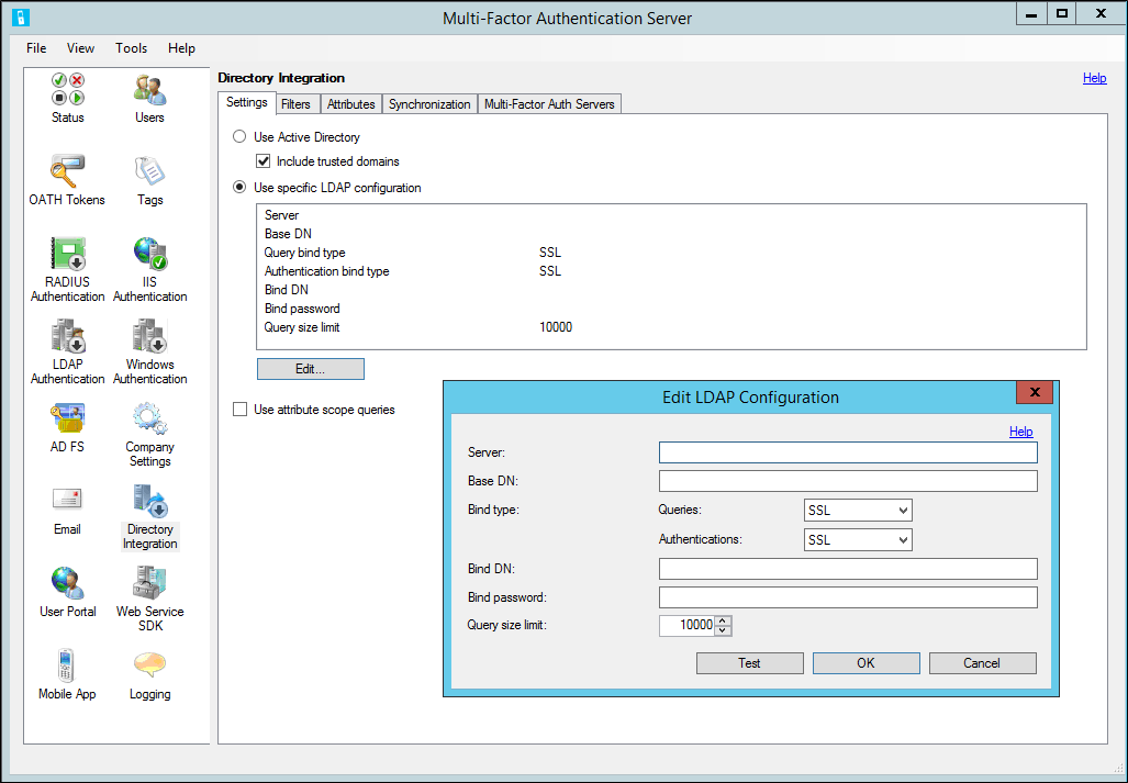 Directory Integration LDAP config