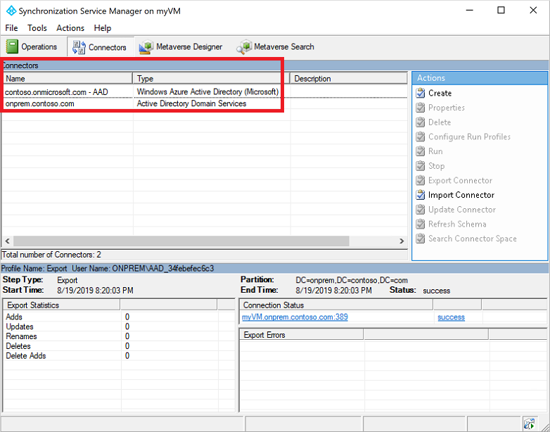 List the connector names in Sync Service Manager