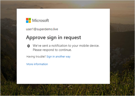 Screenshot of the message: Approve sign in request. We've sent a notification to your mobile device. Please respond to continue.