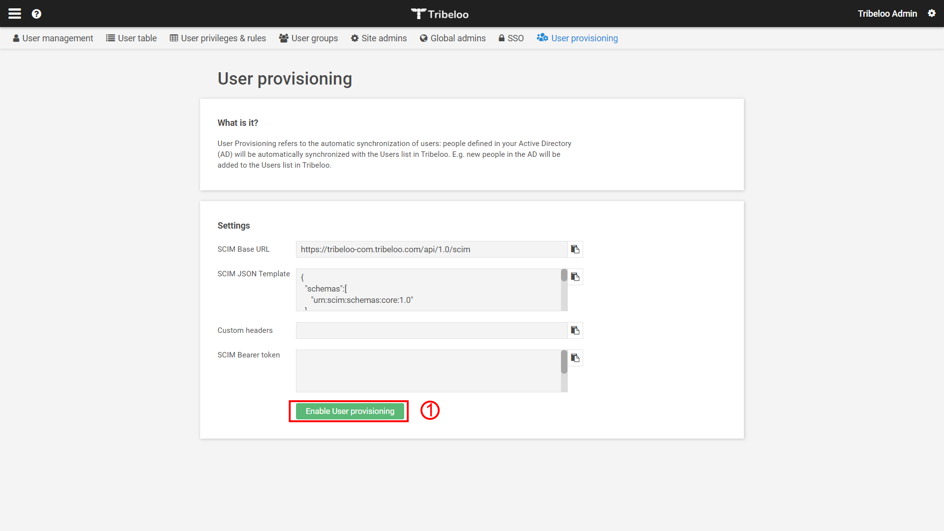 Tribeloo Enable Provisioning