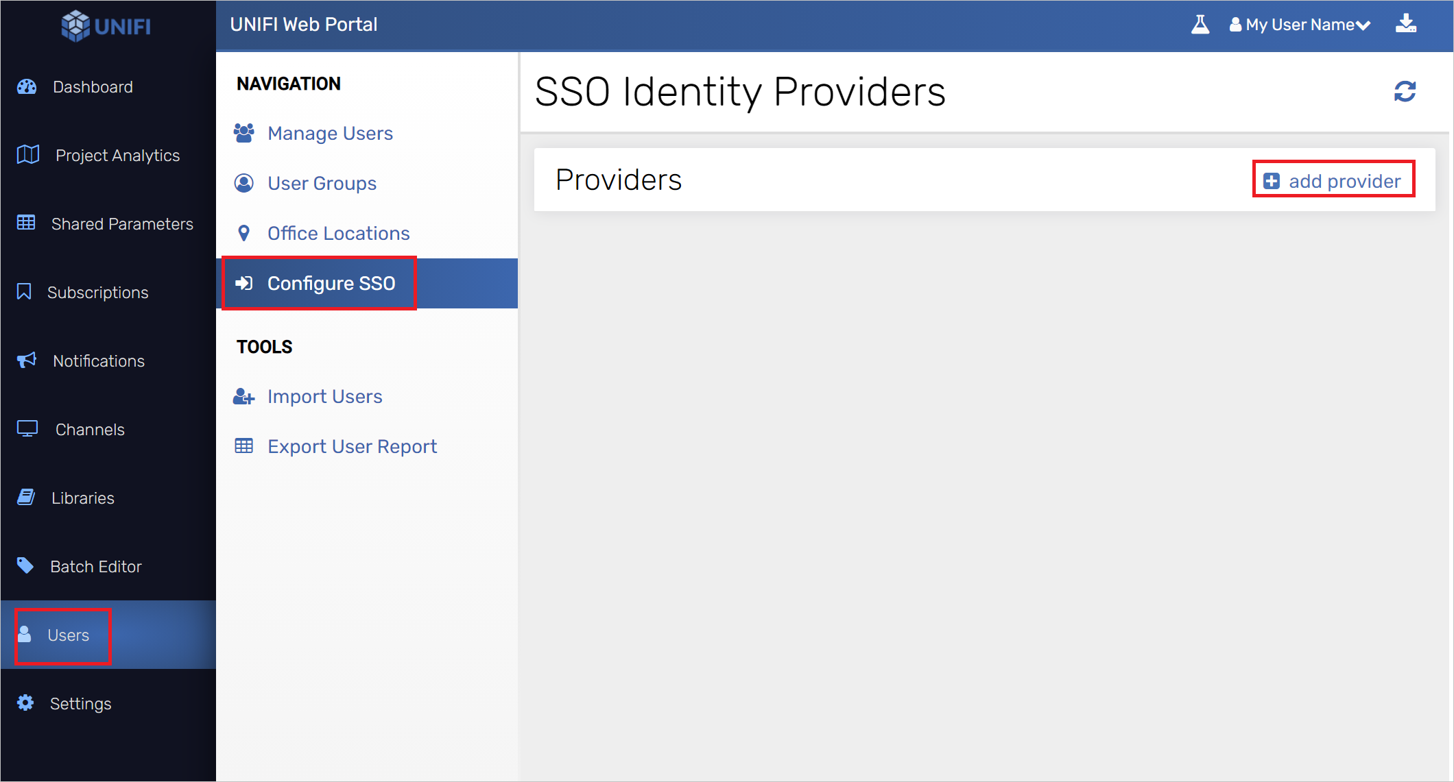 Add Identity Provider View