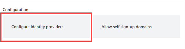 Screenshot shows box to configure identity providers
