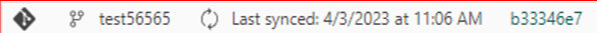 Screenshot of sync information that appears on the bottom of the screen when connected to Git.