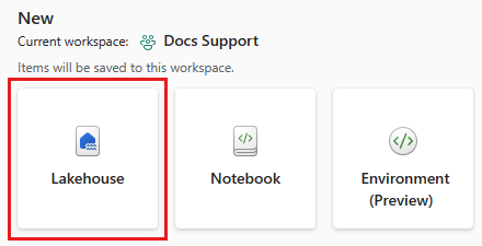 Screenshot showing the lakehouse item under Data Engineering.