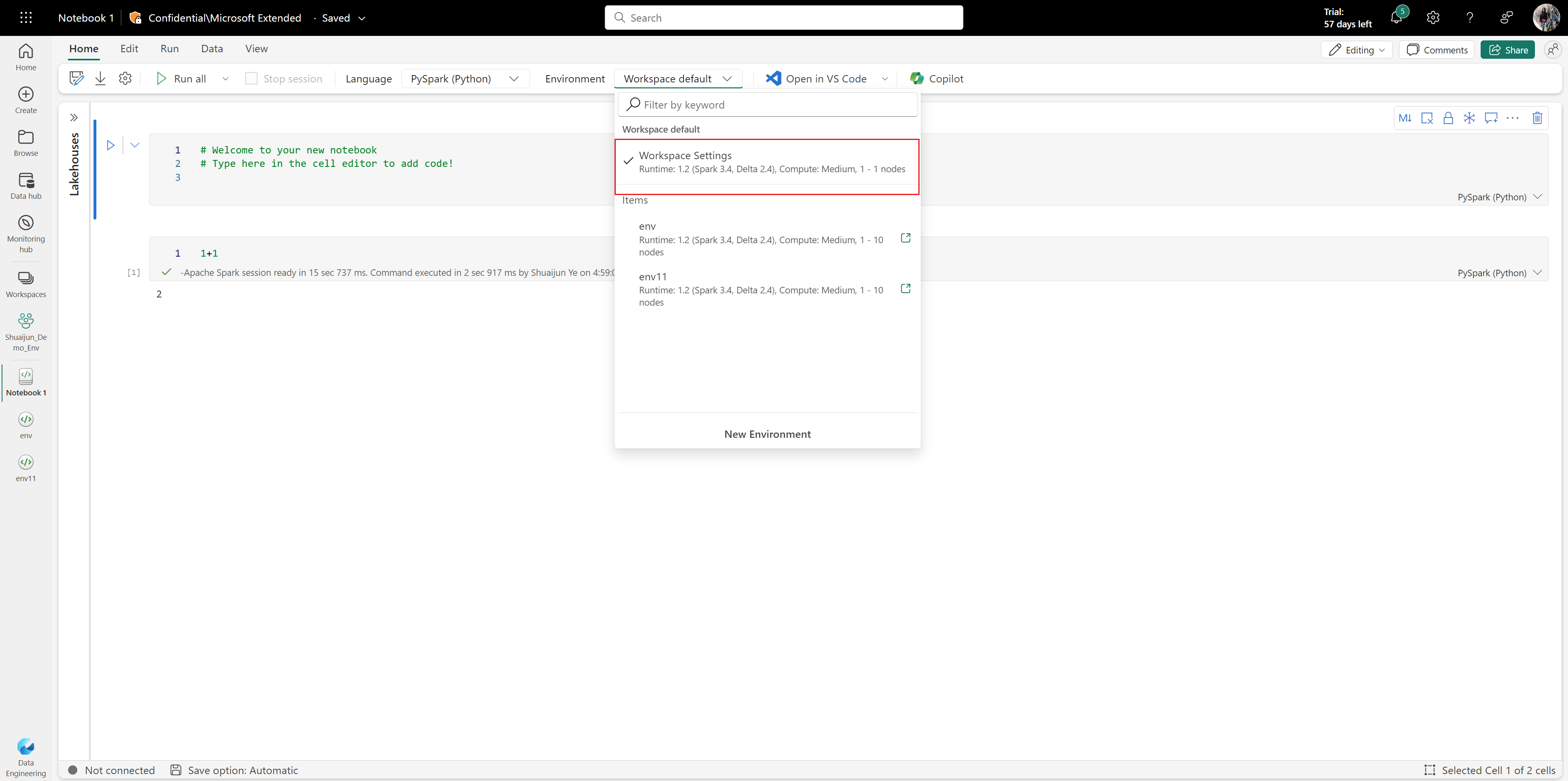 Screenshot of Workspace configuration effective range.