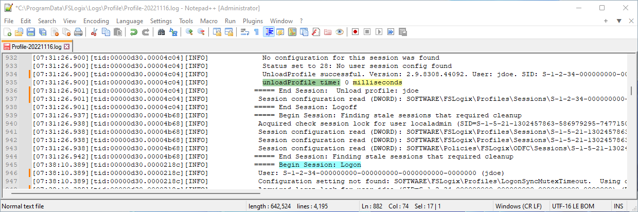 profile log example 2