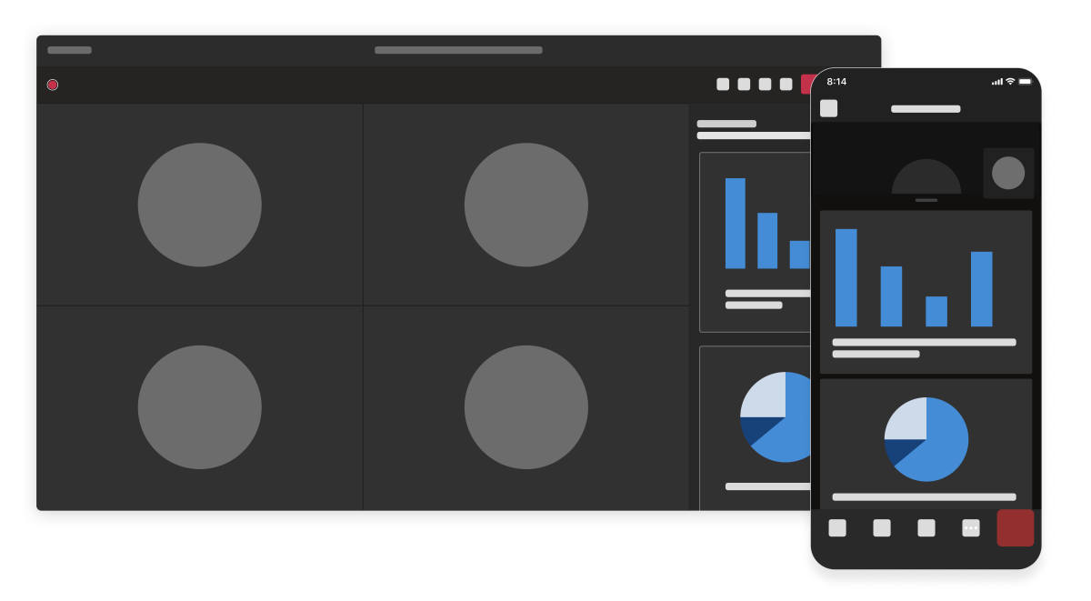 Conceptual representation of what meeting extensions look like in the Teams client.