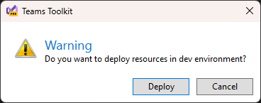 Screenshot shows deploy warning window.