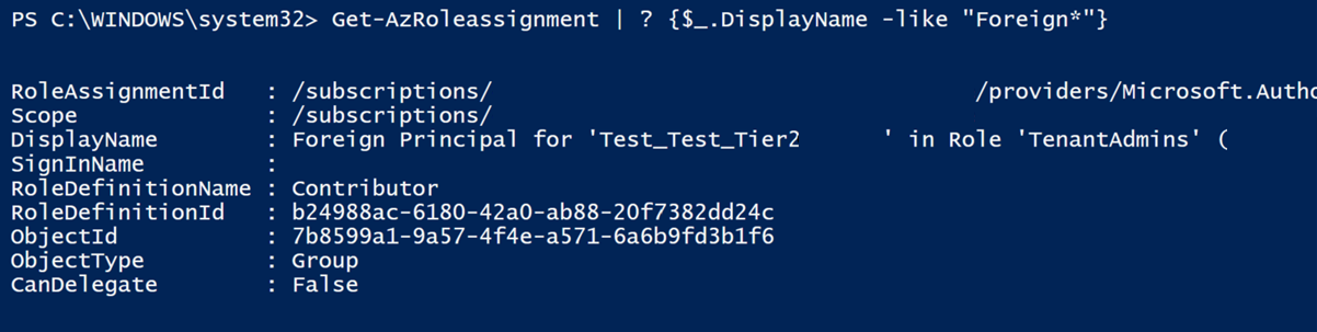 Shell example role assignment.