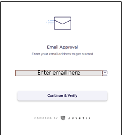 Screenshot that shows the AU10TIX Email Approval page.