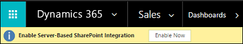 Enable Server-Based SharePoint Integration alert.