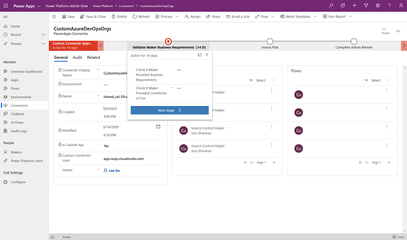 Custom Connector Approval BPF - Validate Maker Requirements.