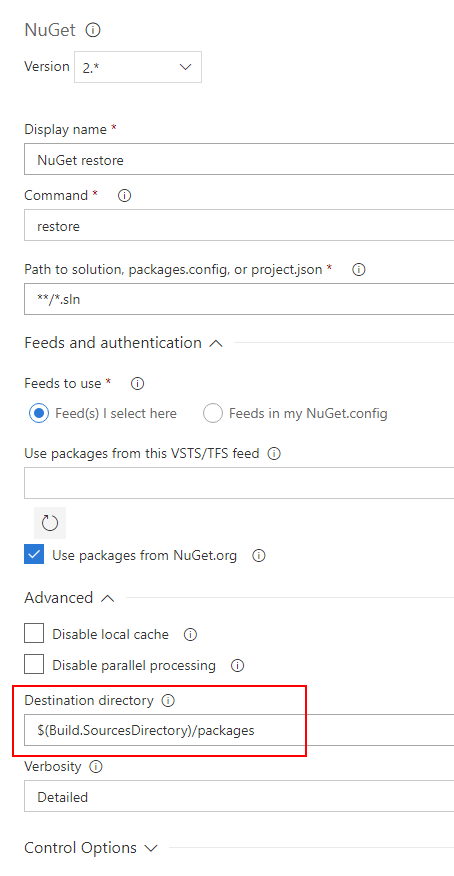 NuGet restore task for a U-SQL project