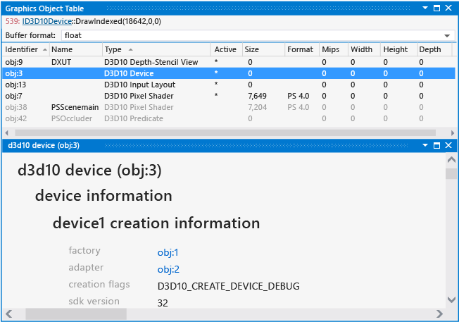 Graphics Object Table and related device state